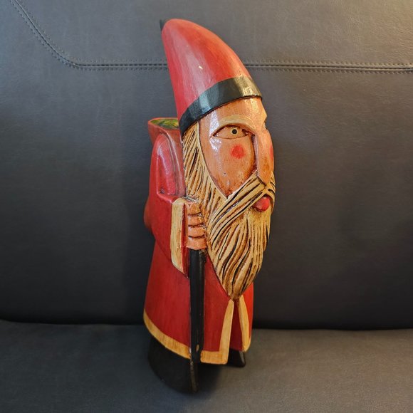 Vintage Old Carved Wood Painted Folk Art Tales Elf Santa Claus Denmark Germany - Picture 5 of 16